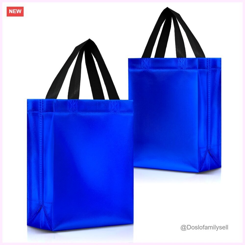Set of 12 Medium Reusable Gift Bags with Handles - Shiny Polypropylene